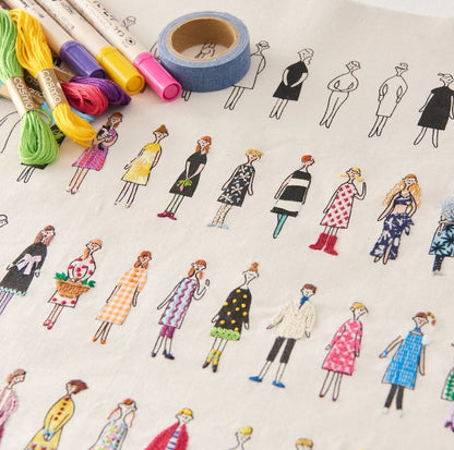 100 LADIES WITH GENTS embroidery fabric