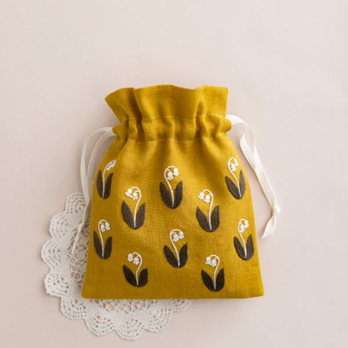 星あかりの刺繡手帖巾着袋