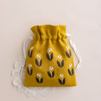 星あかりの刺繡手帖巾着袋