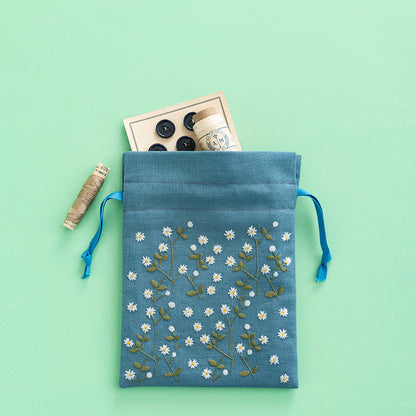 星あかりの刺繡手帖巾着袋